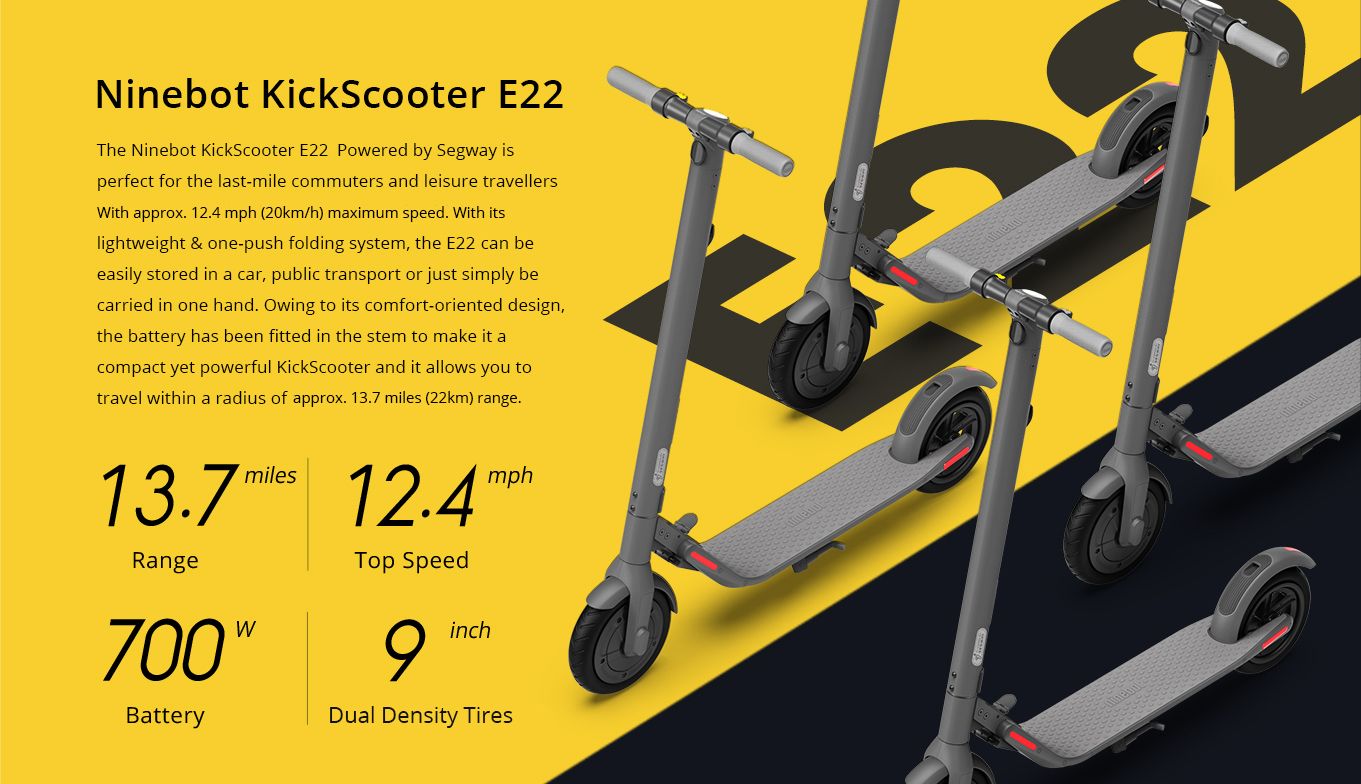 Ninebot KickScooter E22, Enhanced Performance & Design